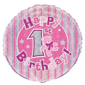 Unique Party Prism 1st Birthday Foil Balloon Pink (One Size)