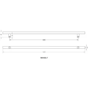 AFIT Matt Black Guardsman Pull Handles - Bolt Through 1200 x 32 x 1000mm