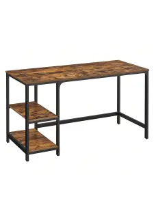 VASAGLE Computer Desk, Desk With 2 Shelves Left Or Right, Work Desk For Office Room,Steel Frame, ndustrial, Rustic Brown And Black