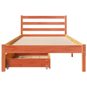 Berkfield Bed Frame without Mattress Wax Brown 100x200 cm Solid Wood Pine