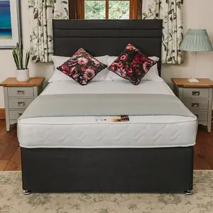 Rome Comfort Deluxe Sprung Divan Bed Set 6FT Super King 4 Drawers Continental - Naples Slate