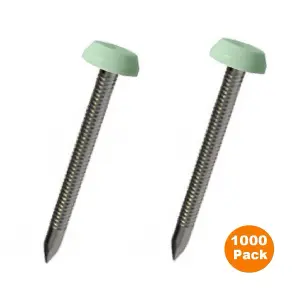 1000 x Chartwell Green UPVC 30mm Poly Top Pins Plastic Headed Fascia Fixings