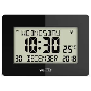 Radio Controlled Silent Large LCD Wall Clock (Official UK Version) Auto Set Up