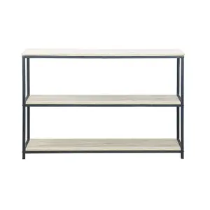 sweeek. 3-level industrial bookcase with wood and metal effect Loft Black 120x30x80 cm