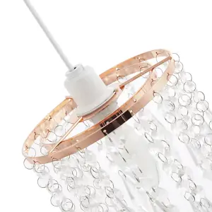 Modern Waterfall Design Copper Pendant Shade with Clear Acrylic Drops and Beads