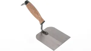 Toolty Margin Plastering Trowel with Wooden Handle 120mm Grinded Carbon Steel for Brickwork and Plastering Rendering DIY