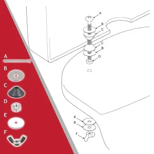 SPARES2GO Toilet Cistern Seal Kit 100mm M6 Bolt Through 1.5" Rubber Dome 2" Foam Washer Set