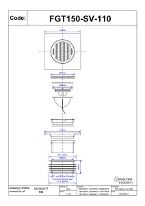 McAlpine Stainless Steel 150mm Shower Grid Tile Unit with Non-Return Valve      FGT150-SV-110