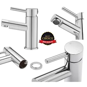 BATHWEST Bathroom Basin Sink Mixer Taps & Waste Chrome Mono Basin Tap Mixer Single Lever