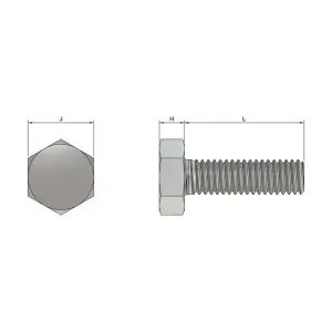 M8 x 60mm Hex Set Screws Fully Threaded Hex Bolt Stainless Steel A2 DIN 933 Pack of 20