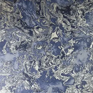 Liquid Marble Effect Wallpaper Debona Metallic Glitter Navy Silver