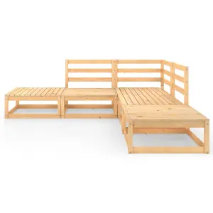 5 Piece Garden Lounge Set Solid Wood Pine