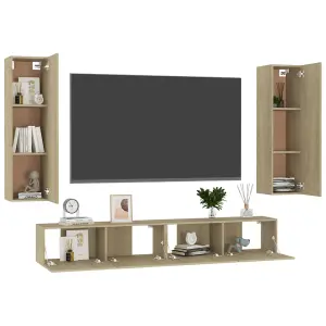 Berkfield 4 Piece TV Cabinet Set Sonoma Oak Engineered Wood