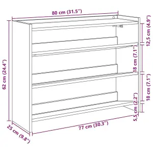 Berkfield Shoe Rack Concrete Oak 80x25x61.5 cm Engineered Wood