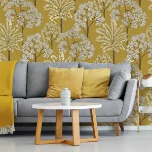 Acacia Tree Wallpaper In Ochre