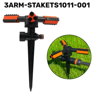 Garden lawn tri-arm adjustable irrigation sprinkler on spike