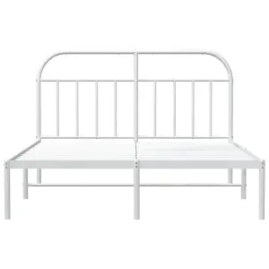 Berkfield Metal Bed Frame with Headboard White 150x200 cm