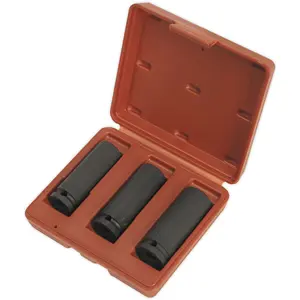 3 PACK - 17mm 19mm 21mm DEEP Impact Socket Set - 1/2" Square Drive - 6 Point