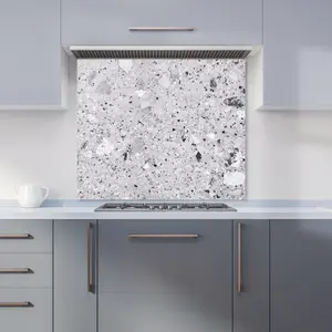 Silver Grey Quartz Effect Premium Glass Kitchen Splashback W700mm x H750mm