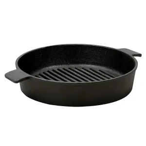 24cm Dia Black Frying Pans Round Cast Iron Grill Pan