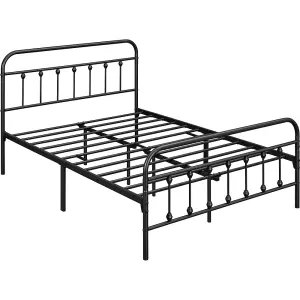 Yaheetech Black 4ft6 Double Vintage Metal Bed Frame with High Headboard and Footboard