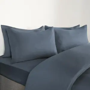 Brentfords 2 x Pack of Housewife Pair Pillowcases Set, Denim Blue -  50 x 75cm