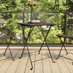 Berkfield Folding Bistro Table Brown 55x54x71 cm Poly Rattan