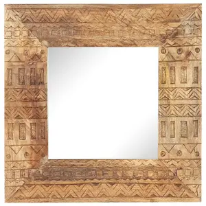 Berkfield Hand-Carved Mirror 50x50x11 cm Solid Mango Wood