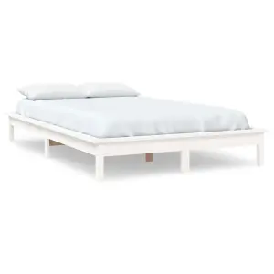 Berkfield Bed Frame White 140x200 cm Solid Wood Pine