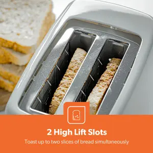 Geepas Kettle and Toaster Set 2200W Illuminating 650W 2 Slice Bread Toaster, White