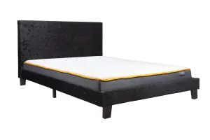 Double Bed Frame & Mattress Black Velvet Fabric Birlea Sleepsoul Paris 4FT6