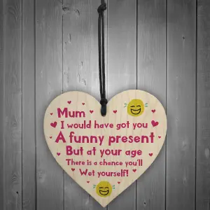 Red Ocean Funny Rude Gift For Mum Novelty Mothers Day Birthday Gift For Mum Wood Heart Keepsake Gift For Her