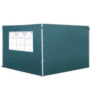 Outsunny Gazebo Replacement Exchangeable Wall Panels w/ Window, Dark Green