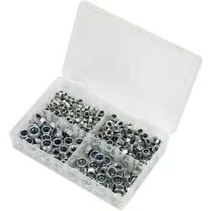 300 Pc Nylon Locknut Assortment - M6 to M12 - Partitioned Storage Box - DIN 985