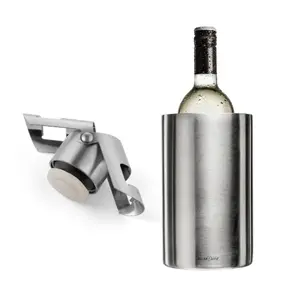 Dexam CellarDine Stainless Steel Champagne Sealer & Wine Cooler Set