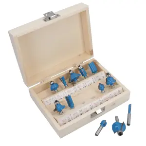 12pc Tungsten Carbide Tip TCT Router Bit Set With 1/4 Shank Cutter Laminate