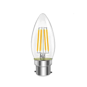 EXTRASTAR B22 LED Filament Candle Bulbs 6W warm white,2700K