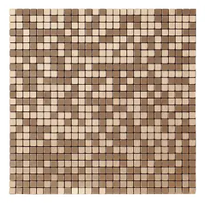 Abu dhabi Matt Brushed bronze effect Micro squares Metal Mosaic tile sheet, (L)290mm (W)290mm