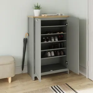 GFW Lancaster 2 Door Shoe Cabinet Grey