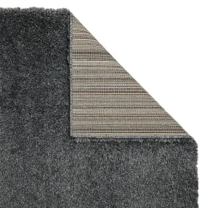 Modern Easy to Clean Charcoal Plain Shaggy Rug for Dining Rug-160cm X 230cm