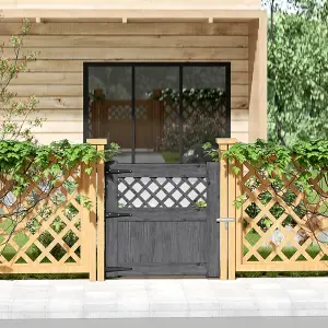 Rhombus Pattern Garden Gate with Latch, Heavy Duty Grey Coated Fence Gate 90cm x 90cm