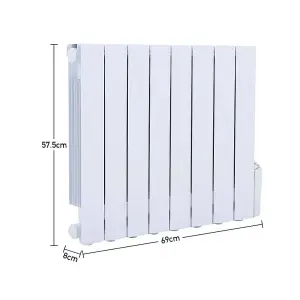 1200 W White Electric Oil Filled Radiator Space Heater with LED Screen W 690mm x H 575mm