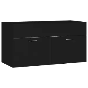 Berkfield Sink Cabinet with Built-in Basin Black Engineered Wood