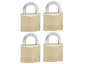 Master Lock - Solid Brass 30mm Padlock 4-Pin - Keyed Alike x 4