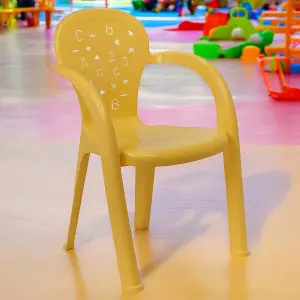 50cm Height 6 Pcs Yellow Coloured Stackable Plastic Chairs for Kids Party Play Set