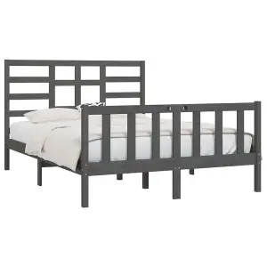 Berkfield Bed Frame Grey Solid Wood 150x200 cm 5FT King Size