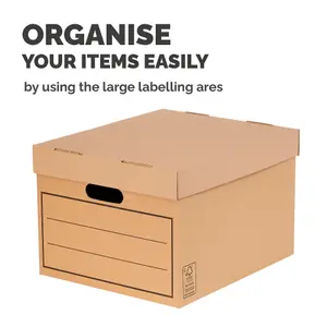 10 BANKERS BOX Multi Use Storage Boxes with Lids Cardboard Storage Box W32 x H25 x D39cm Pack of 10 Brown