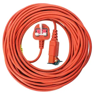 SPARES2GO 20 Metre Mains Cable & Lead Plug compatible with Flymo Garden Vacuum Leafblower Mower Trimmer 20m