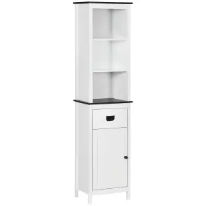 kleankin Freestanding Tallboy Storage Unit W/ Drawer Single Door Cabinet White