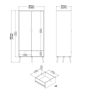 Cumbria Wardrobe with 2 Doors + 2 Drawers